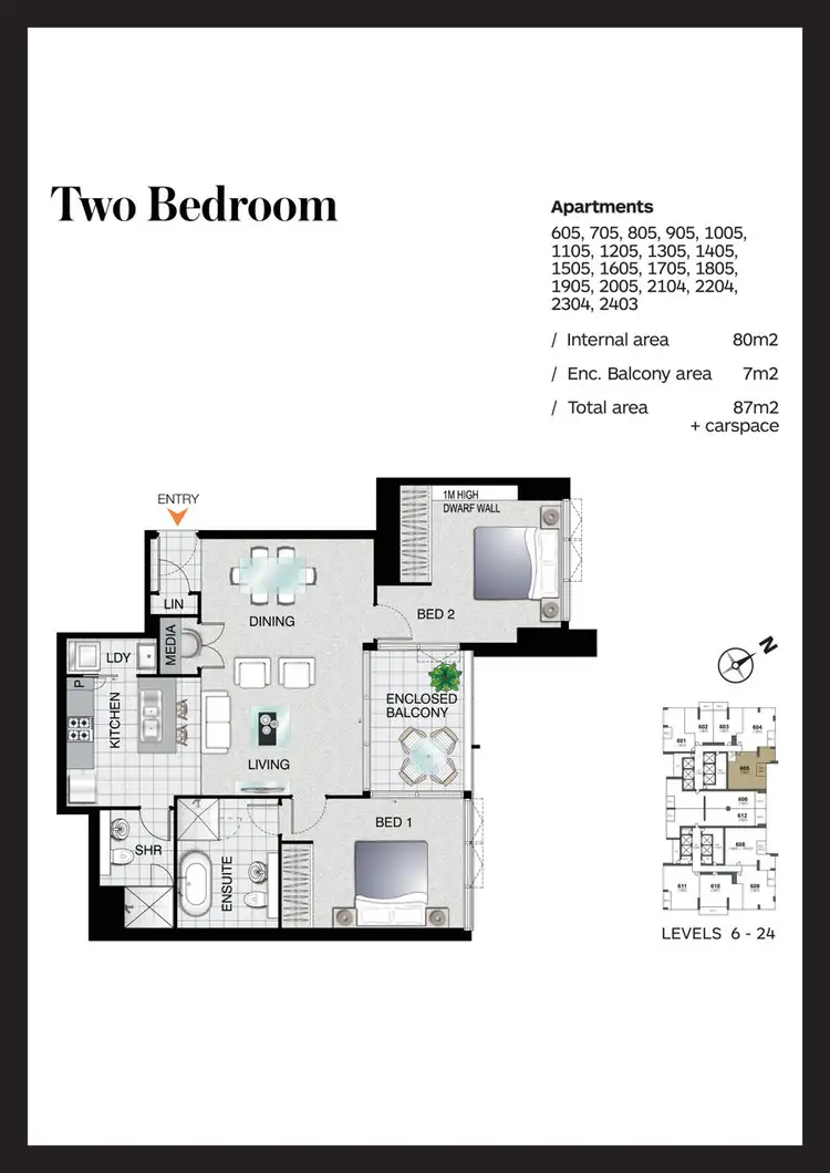 Floorplan of Homely apartment listing, 605/2 Como Crescent, Southport QLD 4215