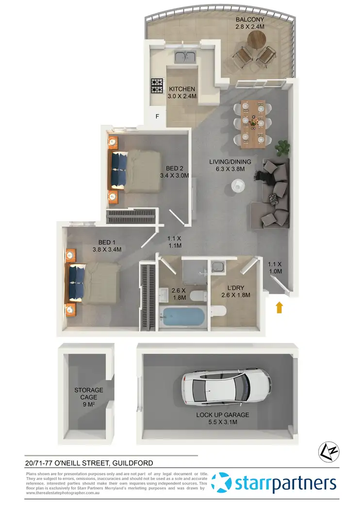 Floorplan of Homely unit listing, 20/71-77 O'Neill Street, Guildford NSW 2161