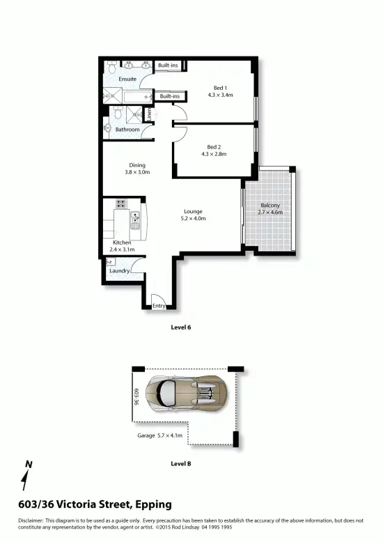 Floorplan of Homely apartment listing, 603/36 Victoria Street, Epping NSW 2121