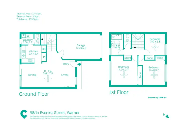 Floorplan of Homely townhouse listing, 98/14 Everest Street, Warner QLD 4500