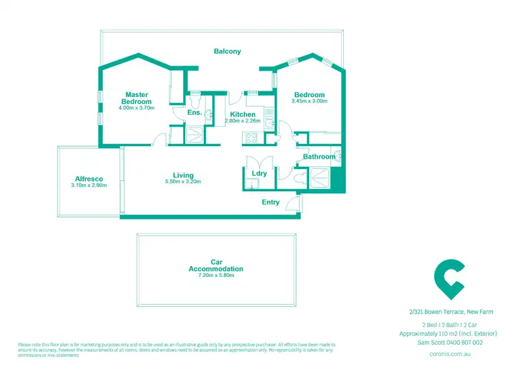 Floorplan of Homely unit listing, 2/321 Bowen Terrace, New Farm QLD 4005