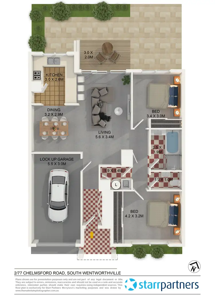 Floorplan of Homely villa listing, 2/77 Chelmsford Road, South Wentworthville NSW 2145