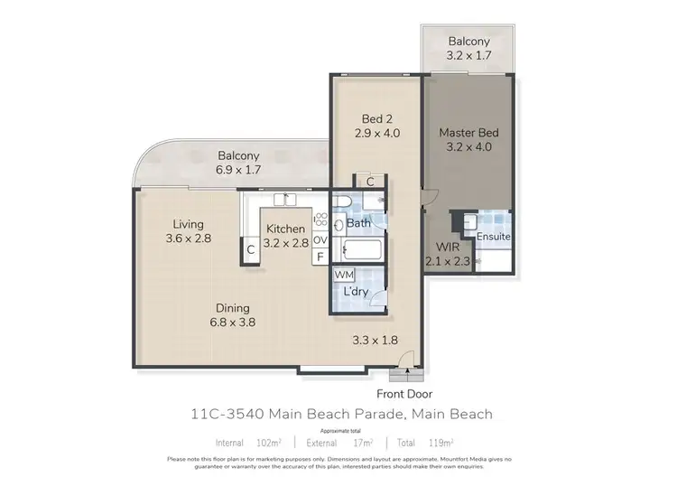 Floorplan of Homely unit listing, 11C/3540 Main Beach Parade, Main Beach QLD 4217