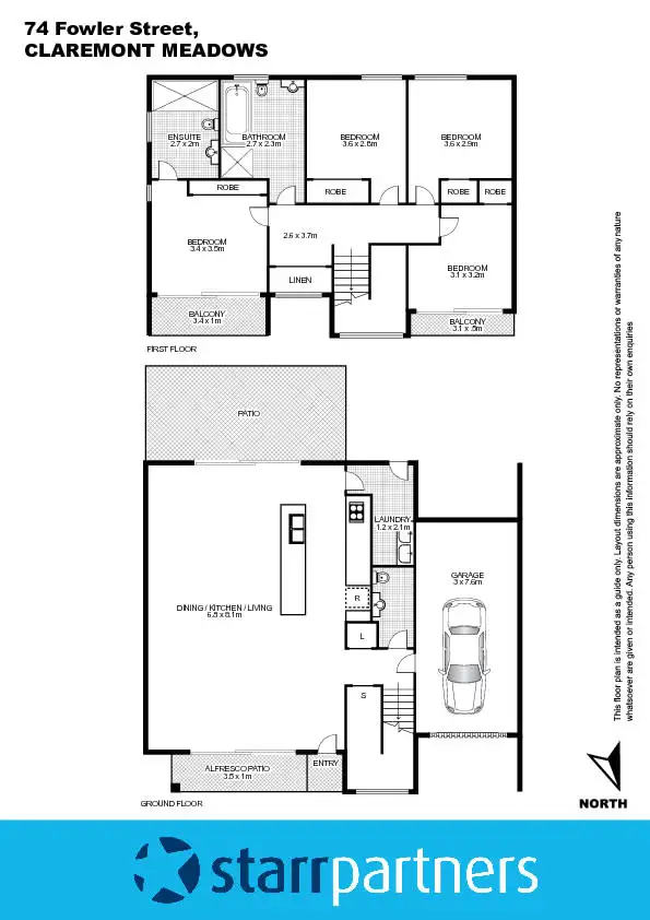 Floorplan of Homely semi-detached listing, 74 Fowler Street, Claremont Meadows NSW 2747