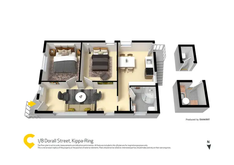 Floorplan of Homely semi-detached listing, 1/8 Dorall Street, Kippa-Ring QLD 4021