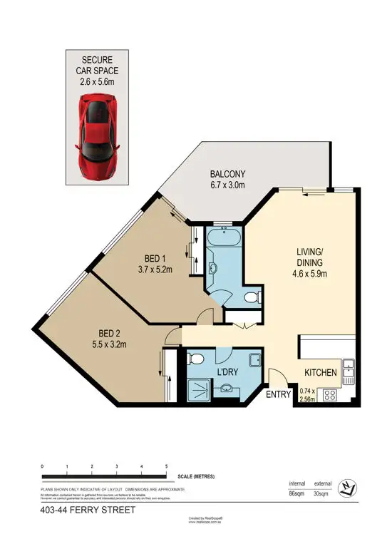 Floorplan of Homely unit listing, 403/44 FERRY ST, Kangaroo Point QLD 4169