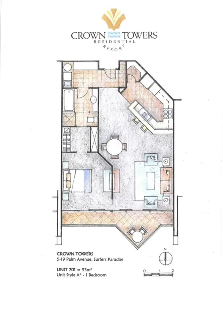 Floorplan of Homely unit listing, 701/5-19 Palm Avenue, Surfers Paradise QLD 4217