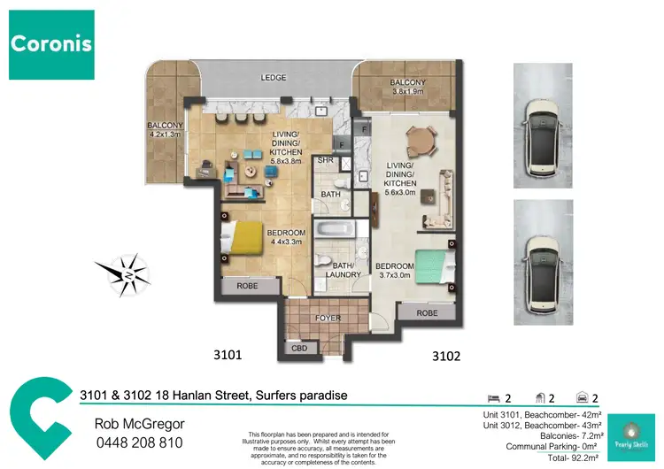 Floorplan of Homely unit listing, 3101/18 Hanlan Street, Surfers Paradise QLD 4217