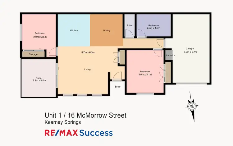Floorplan of Homely unit listing, 1/16 McMorrow Street, Kearneys Spring QLD 4350