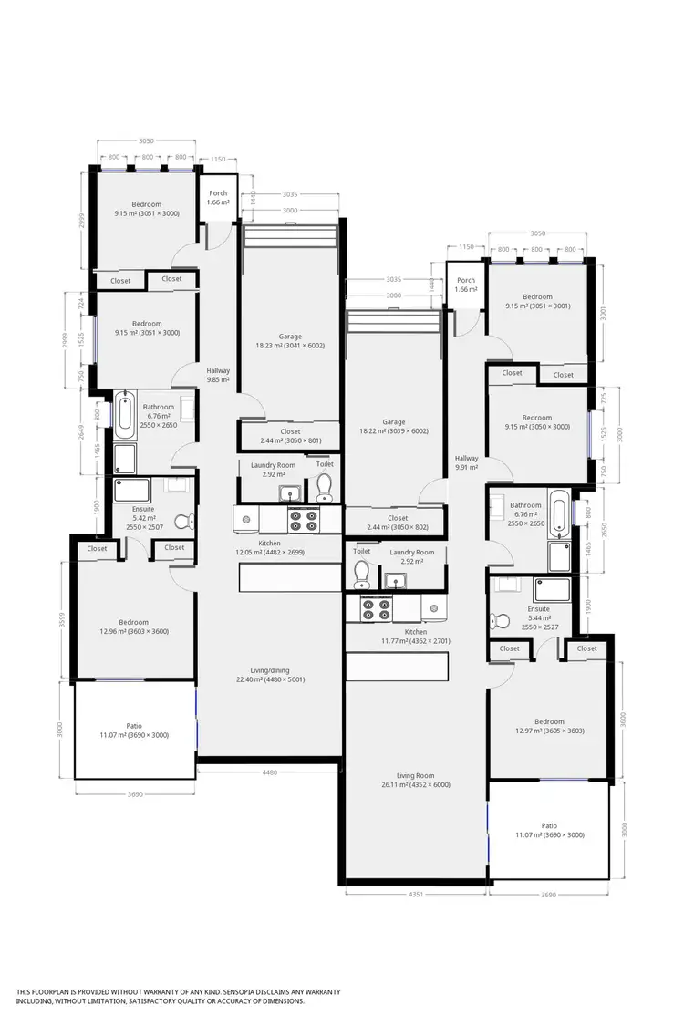 Floorplan of Homely semi-detached listing, 1 & 2/10 Penlee Road, Tamworth NSW 2340