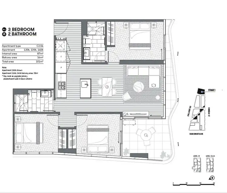 Floorplan of Homely townhouse listing, Lot1206/18 Hopkins St, Footscray VIC 3011