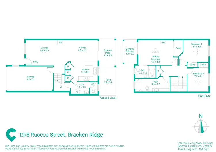 Floorplan of Homely townhouse listing, 19/8 Ruocco Street, Bracken Ridge QLD 4017