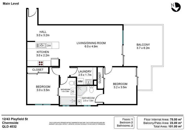 Floorplan of Homely unit listing, 12/43 Playfield St, Chermside QLD 4032