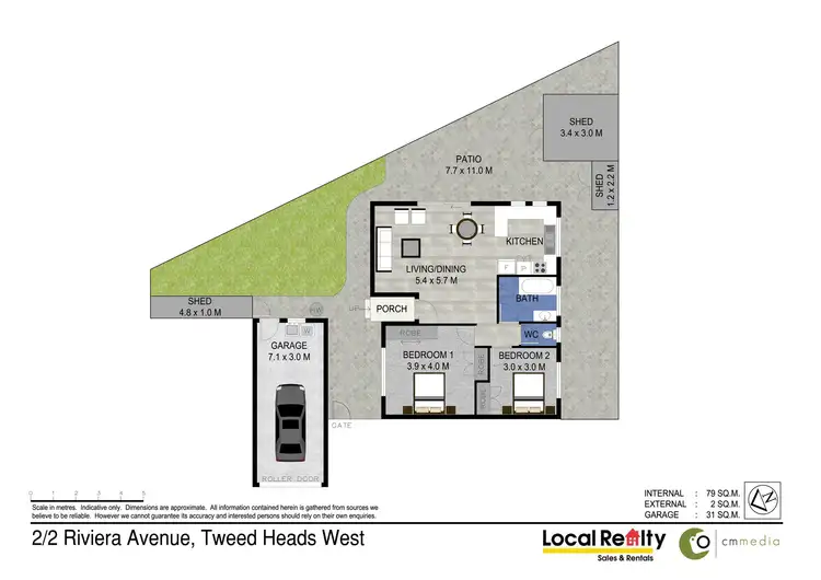 Floorplan of Homely semi-detached listing, 2/2 Riviera Ave, Tweed Heads West NSW 2485