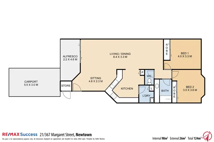 Floorplan of Homely unit listing, 21/367 Margaret Street, Newtown QLD 4350