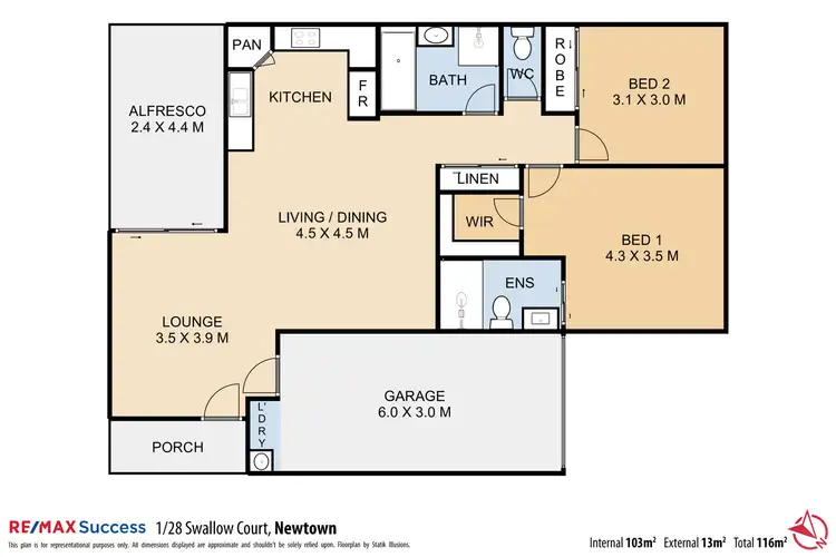 Floorplan of Homely unit listing, 1/28 Swallow Court, Newtown QLD 4350
