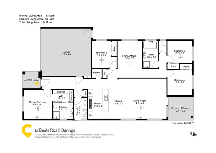 Floorplan of Homely house listing, 12 Beale Road, Baringa QLD 4551