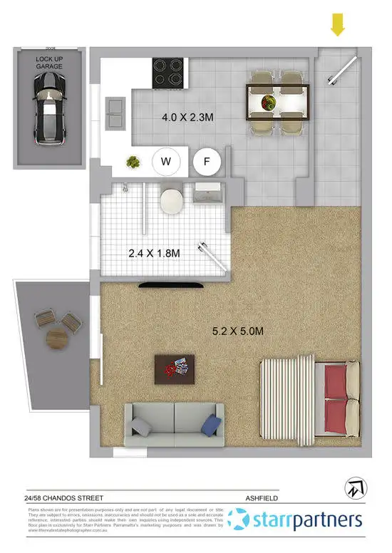 Floorplan of Homely studio listing, 24/58 Chandos Street, Ashfield NSW 2131