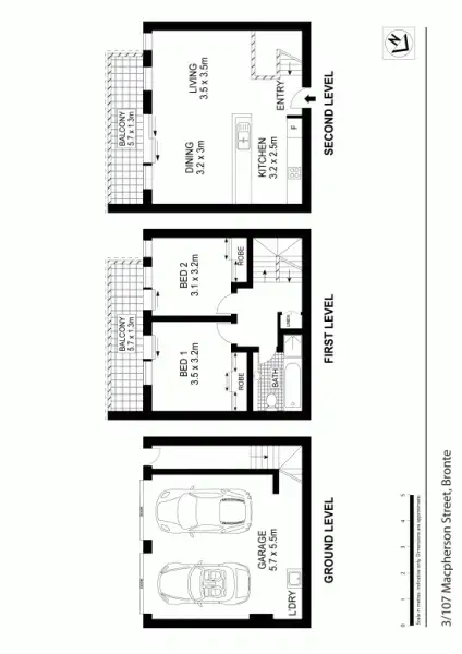 Floorplan of Homely unit listing, 3/107 Macpherson Street, Bronte NSW 2024
