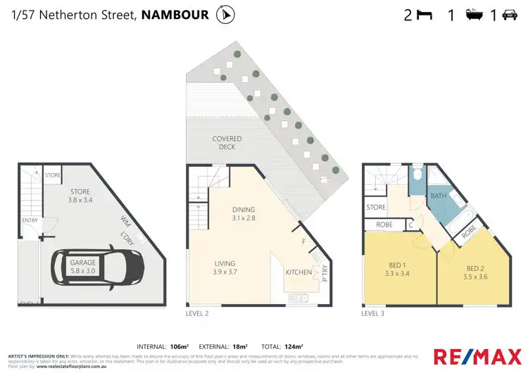 Floorplan of Homely townhouse listing, 1/57 Netherton Street, Nambour QLD 4560
