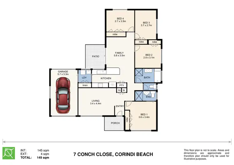 Floorplan of Homely house listing, 7 Conch Close, Corindi Beach NSW 2456