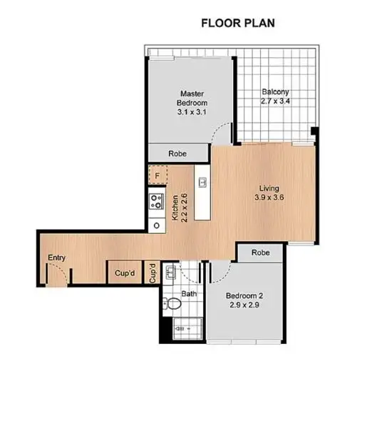 Floorplan of Homely apartment listing, 1704/10 Trinity Street, Fortitude Valley QLD 4006
