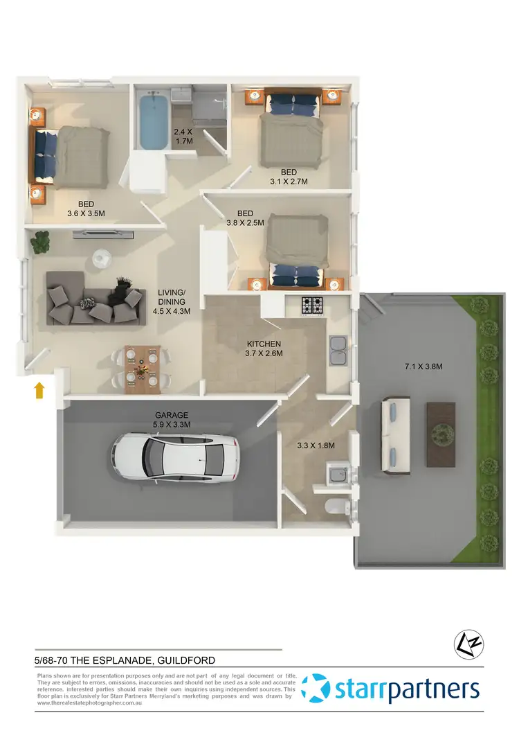 Floorplan of Homely villa listing, 5/68-70 The Esplanade, Guildford NSW 2161