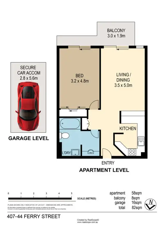 Floorplan of Homely unit listing, 407/44 FERRY STREET, Kangaroo Point QLD 4169