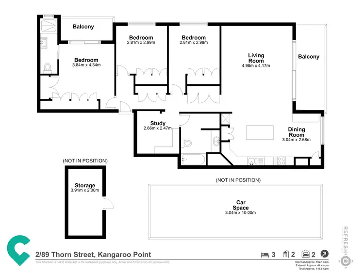 Floorplan of Homely unit listing, 2/89 Thorn Street, Kangaroo Point QLD 4169