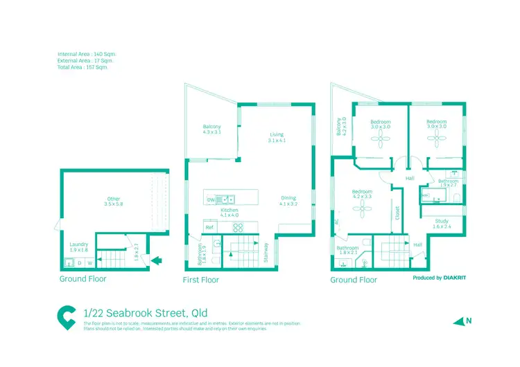 Floorplan of Homely townhouse listing, 1/22 Seabrook Street, Kedron QLD 4031