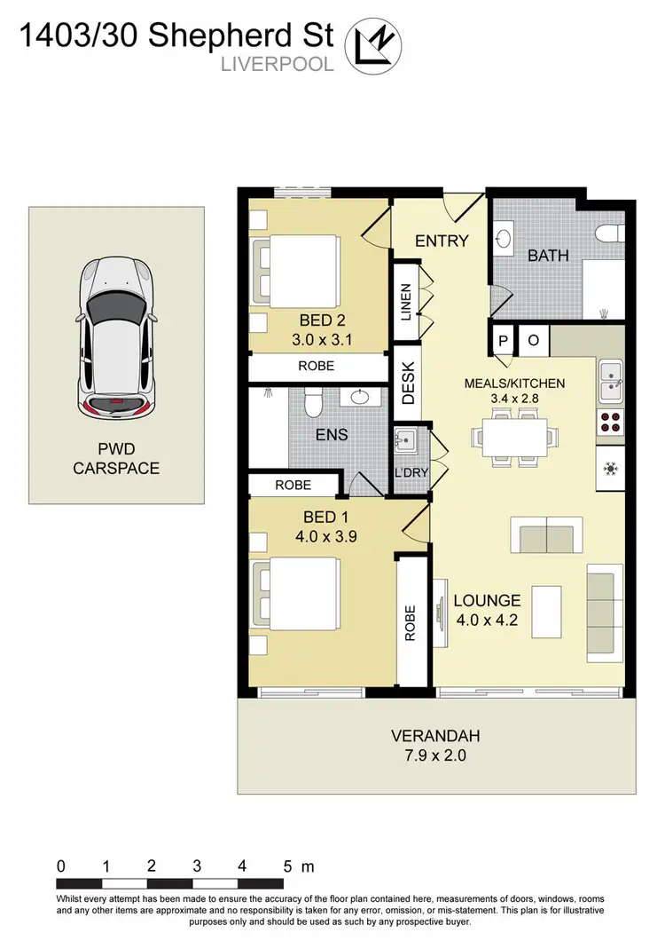 Floorplan of Homely apartment listing, 1403/30 Shepherd Street, Liverpool NSW 2170