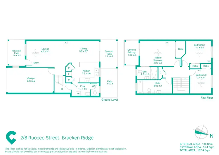 Floorplan of Homely townhouse listing, 2/8 Ruocco Street, Bracken Ridge QLD 4017