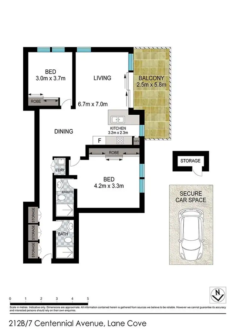 Floorplan of Homely apartment listing, 212B 7-13 Centennial Ave, Lane Cove North NSW 2066