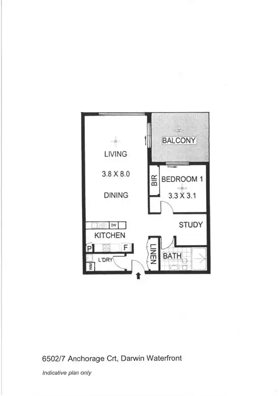 Floorplan of Homely unit listing, 6502/7 Anchorage Court, Darwin City NT 800