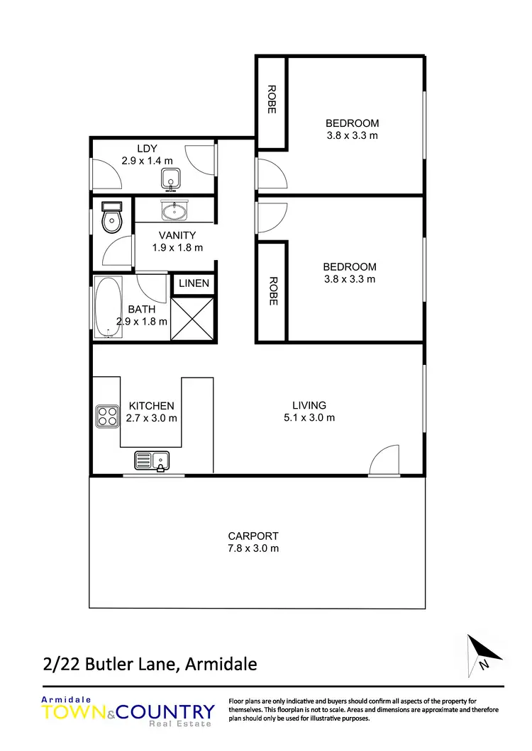 Floorplan of Homely unit listing, 2/22 Butler Lane, Armidale NSW 2350