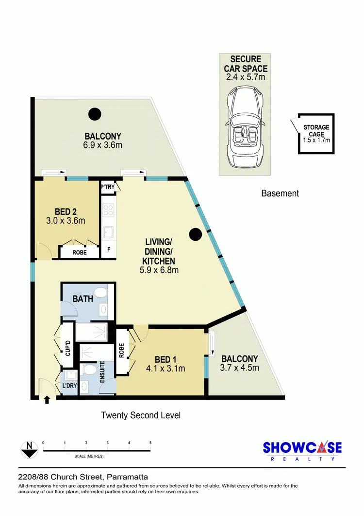 Floorplan of Homely apartment listing, 2208/88 Church Street, Parramatta NSW 2150