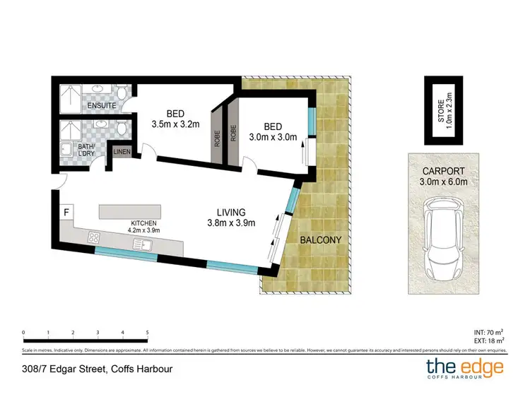 Floorplan of Homely apartment listing, 308/7 Edgar Street, Coffs Harbour NSW 2450