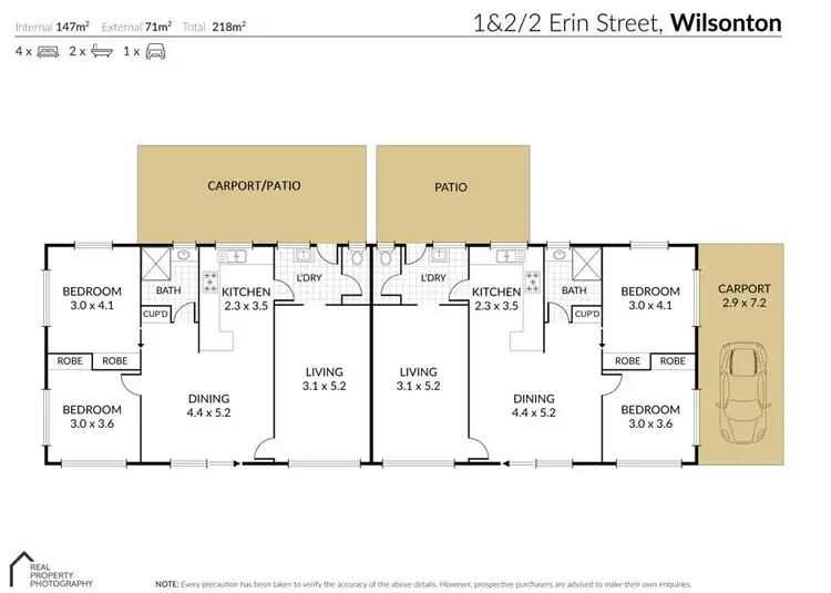 Floorplan of Homely semi-detached listing, 2 Erin Street, Wilsonton QLD 4350