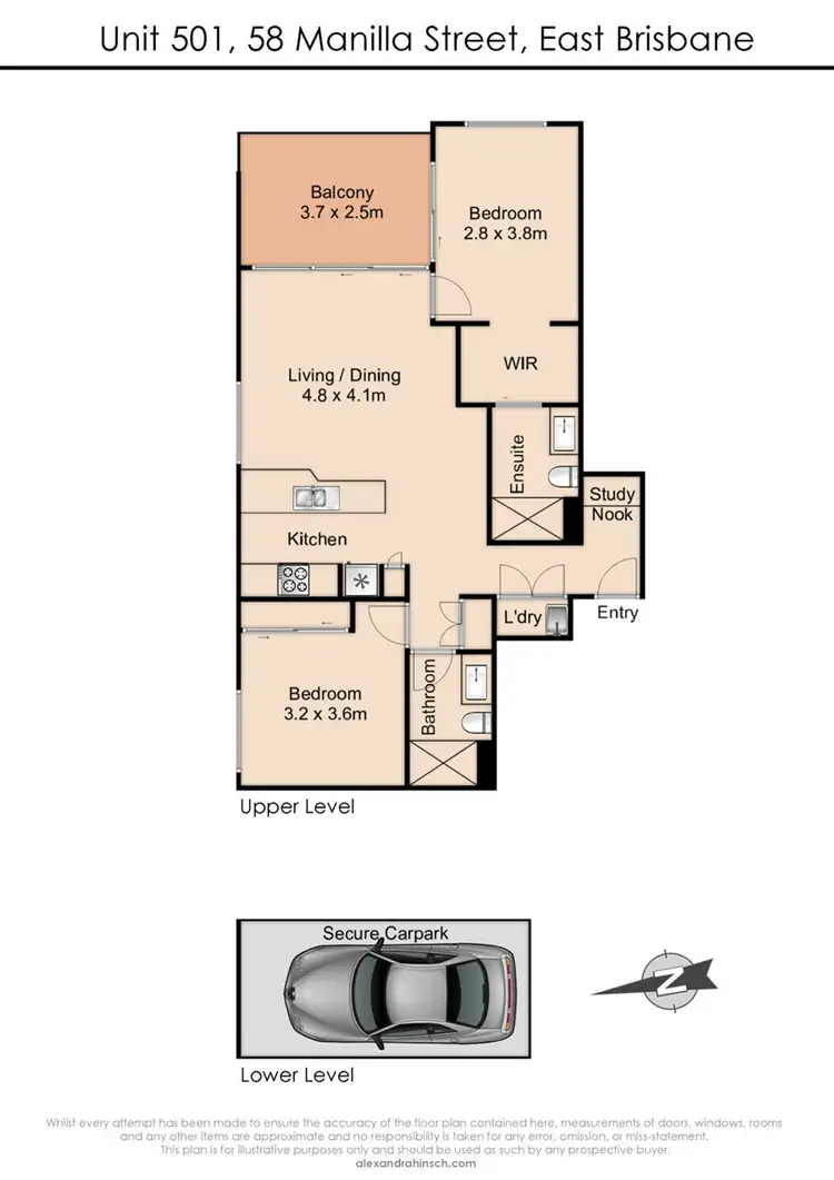 Floorplan of Homely apartment listing, 501/ 58 Manilla Street, East Brisbane QLD 4169