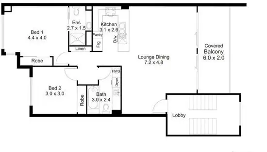 Floorplan of Homely unit listing, 506/33 Clark St, Biggera Waters QLD 4216