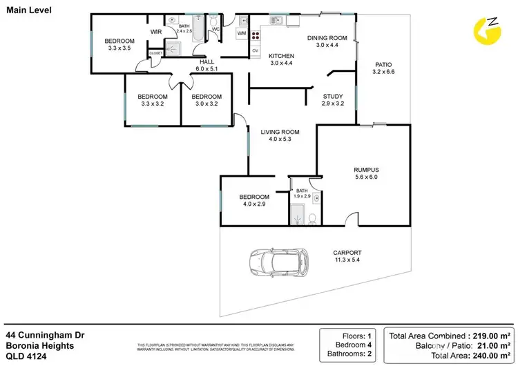 Floorplan of Homely house listing, 44 Cunningham Dr, Boronia Heights QLD 4124