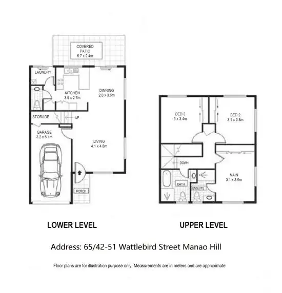 Floorplan of Homely townhouse listing, 65/42-51 Wattlebird Street, Mango Hill QLD 4509