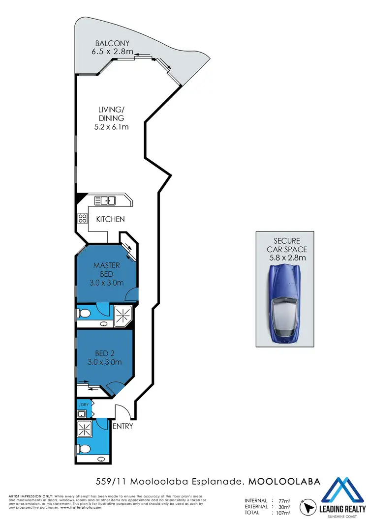 Floorplan of Homely apartment listing, 559/11 Mooloolaba Esplanade, Mooloolaba QLD 4557