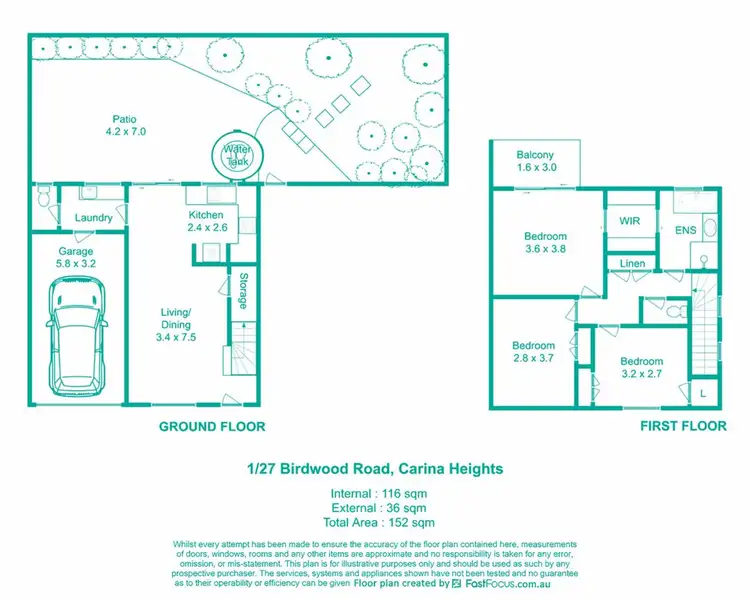 Floorplan of Homely townhouse listing, 1/27 Birdwood Road, Carina Heights QLD 4152