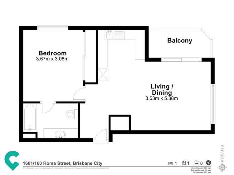 Floorplan of Homely apartment listing, 92/160 Roma Street, Brisbane City QLD 4000