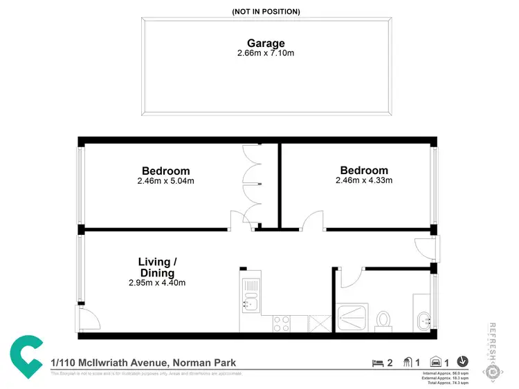 Floorplan of Homely unit listing, 1/110 MCILWRAITH AVENUE, Norman Park QLD 4170