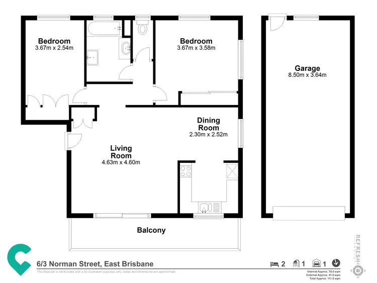 Floorplan of Homely unit listing, 6/3 Norman Street, East Brisbane QLD 4169