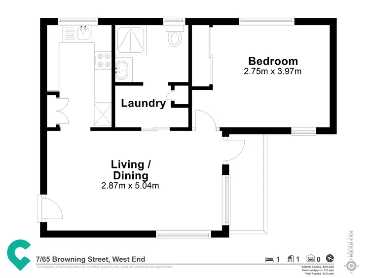 Floorplan of Homely unit listing, 7/65 Browning Street, South Brisbane QLD 4101