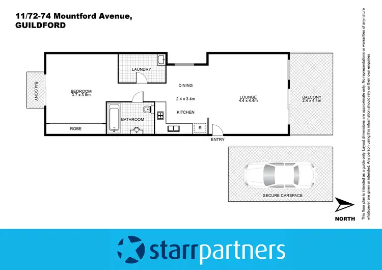 Floorplan of Homely unit listing, 11/72-74 Mountford Avenue, Guildford NSW 2161