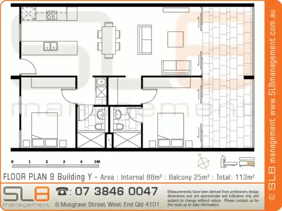Floorplan of Homely apartment listing, 213 / 8 Musgrave Street, West End QLD 4101
